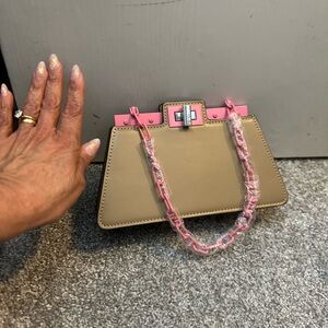 Stylish Tan and Pink Women's Handbag